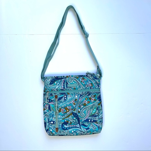 Vintage Vera Bradley Lighten Up Travel Ready CB Blue Daisy & Paisley Purse. - Picture 14 of 14